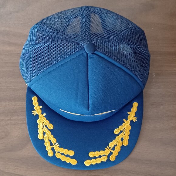 Vintage 1980s Made in Taiwan Bahamas Embroidered Blue Trucker Hat Snapback Cap - Picture 6 of 12